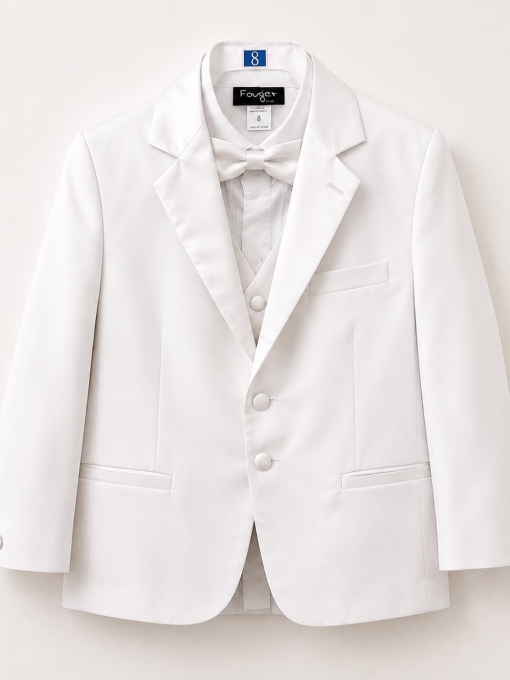 NWT Fouger Slim White Suit With Vest size 8 - Picture 2 of 14
